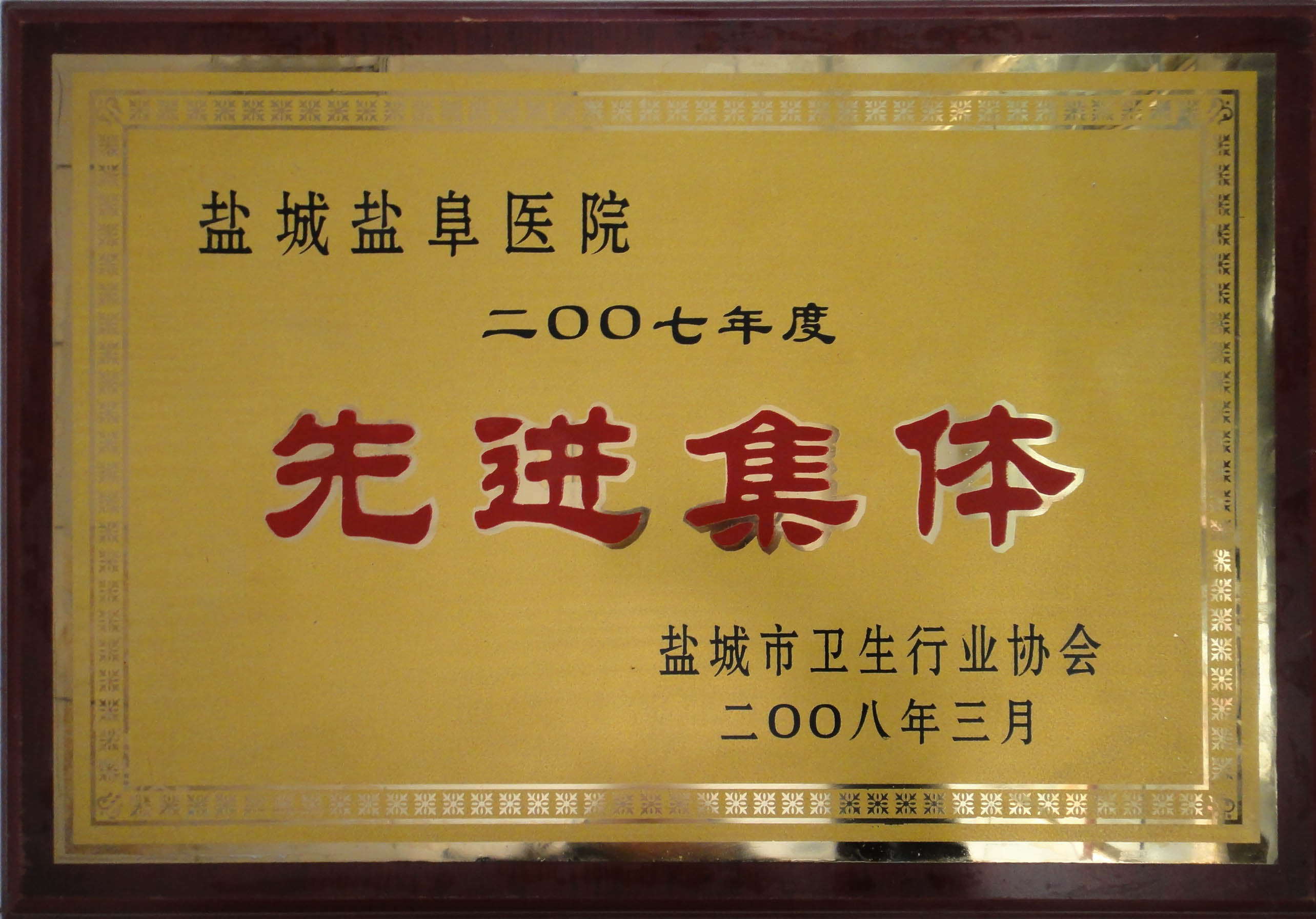 2007年度鹽城市衛生行業先進集體(tǐ)